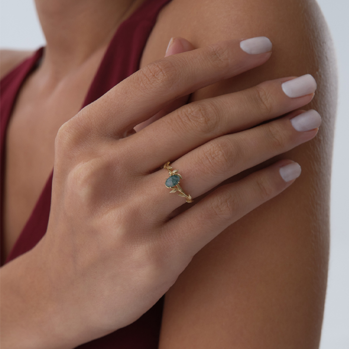 0.43 ct Moss Agate Yüzük - Siempre