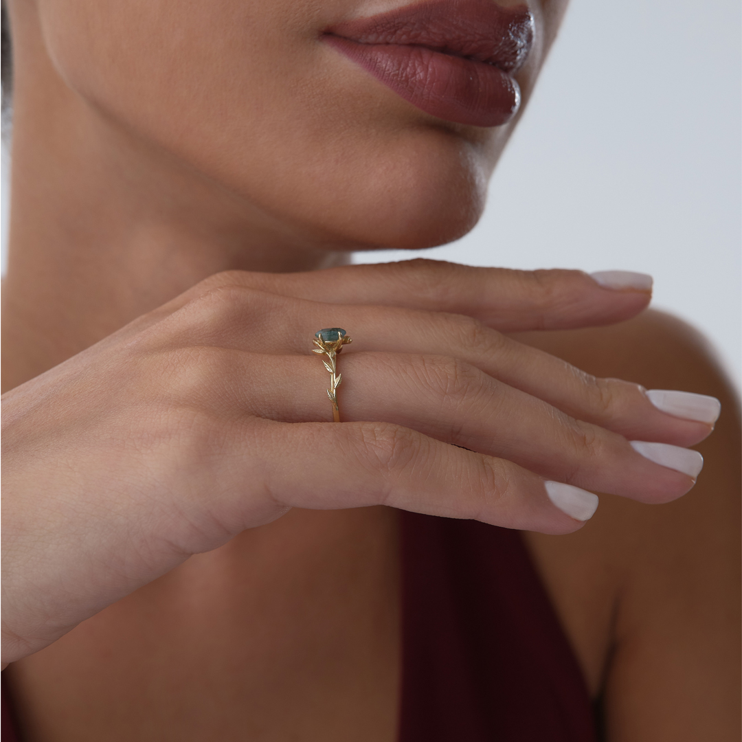 0.43 ct Moss Agate Yüzük - 3