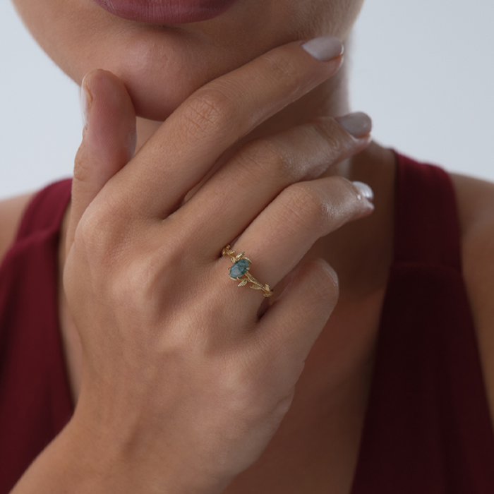 0.43 ct Moss Agate Yüzük - Siempre (1)