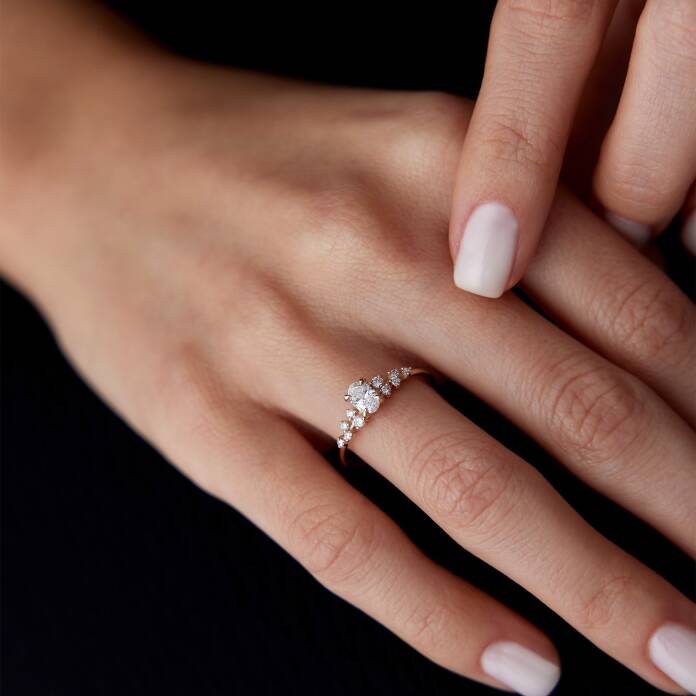 0.31Ct Pırlanta Louvre Oval Yüzük - 4