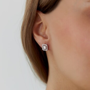 0.44 Ct Pırlanta Parçalı Baget Küpe - Siempre