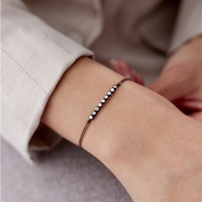 0.45 Ct Elmas Dokuz Taşlı Line Bileklik - Siempre