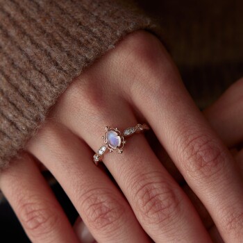 0.48 Ct Pırlanta Ay Taşı Yüzük - 1