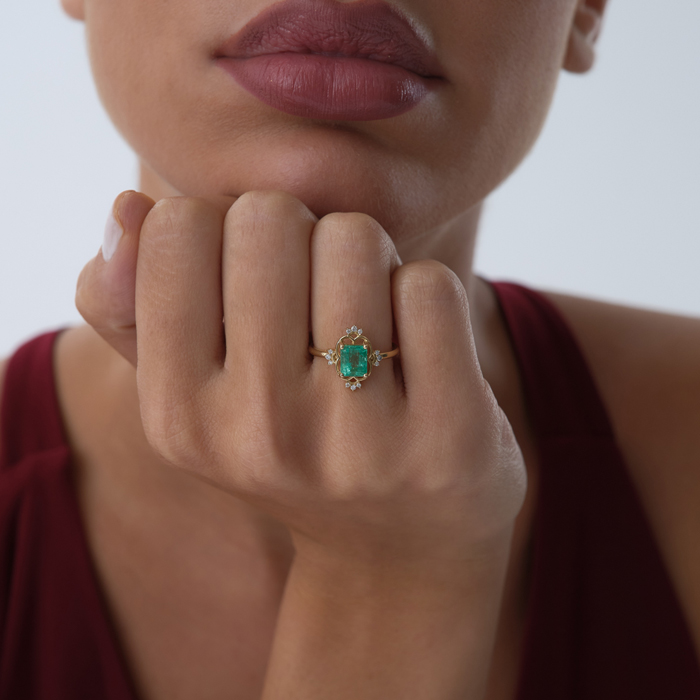 0.50 ct Baget Zümrüt Pırlanta Yüzük - Siempre