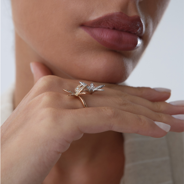 0.50 ct Double Flower Pırlanta Yüzük - 3