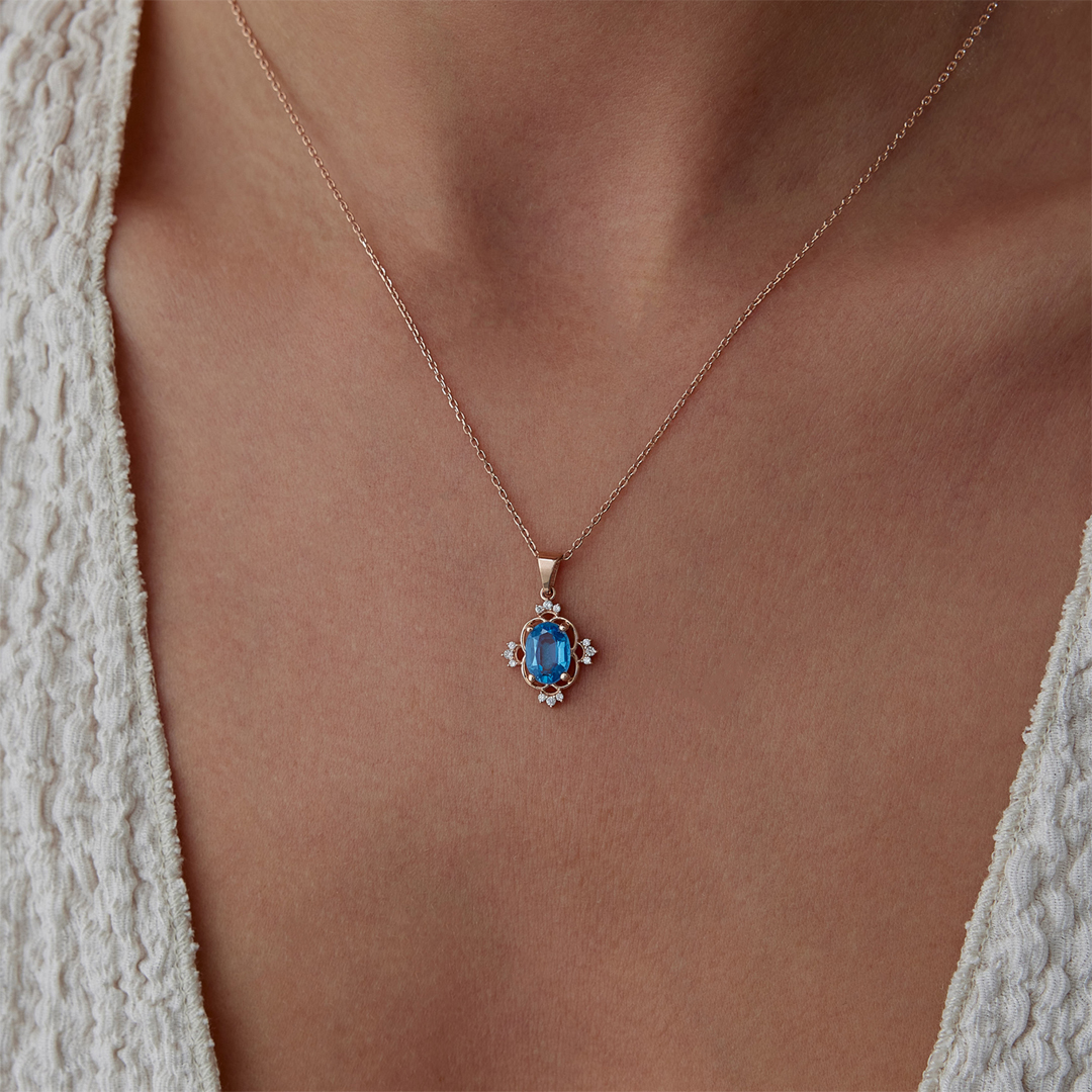 0.50 Ct Pırlanta Aqua Kolye - 1