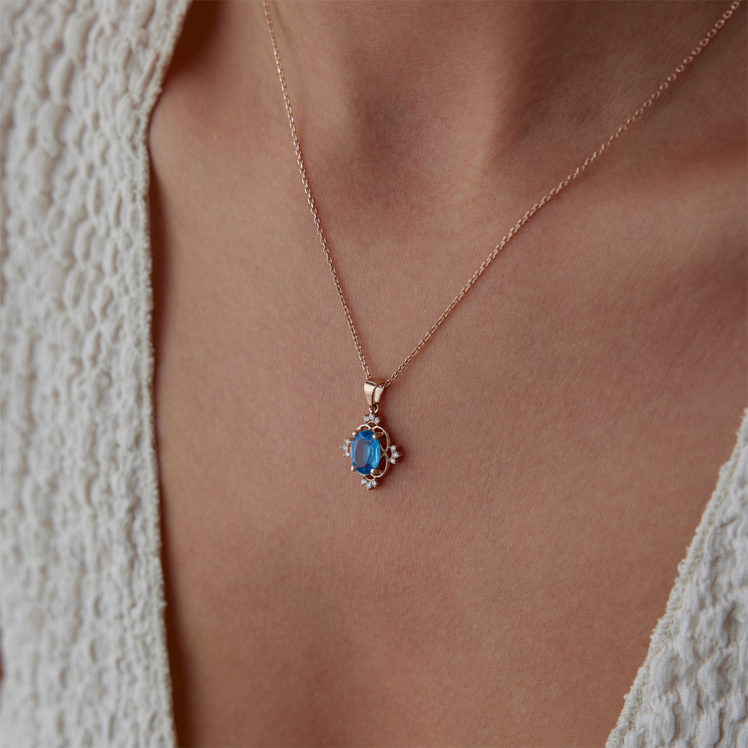 0.50 Ct Pırlanta Aqua Kolye - 2