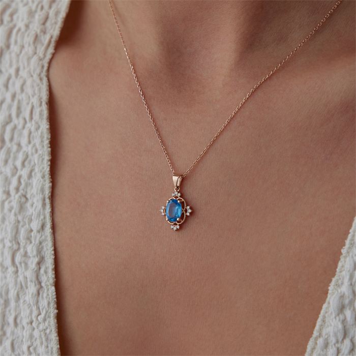 0.50 Ct Pırlanta Aqua Kolye - 3