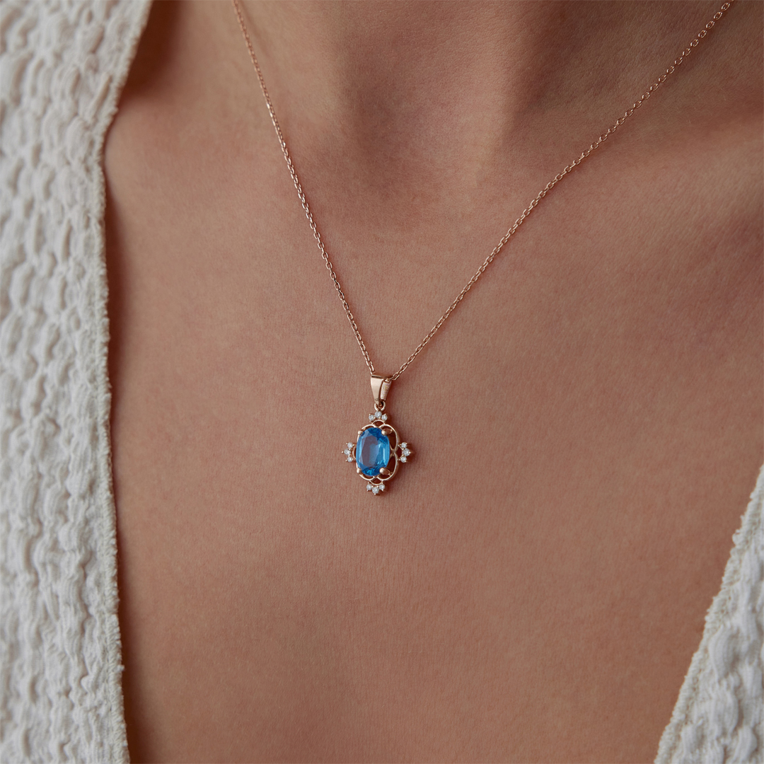 0.50 Ct Pırlanta Aqua Kolye - 3