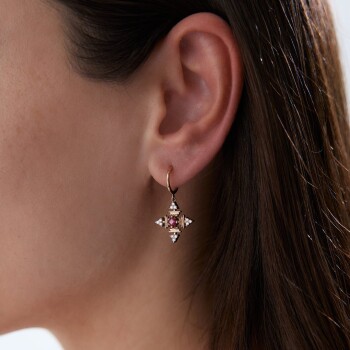 0.50 Ct Pırlanta Yakut Küpe - Siempre