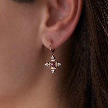 0.50 Ct Pırlanta Yakut Küpe - Siempre (1)