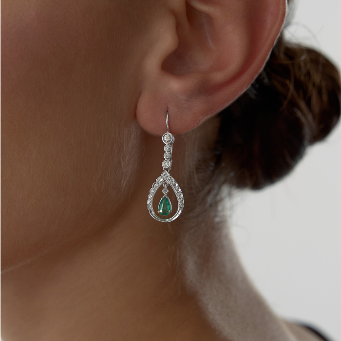 1.00 Ct Zümrüt Pırlanta Cora Küpe - Siempre