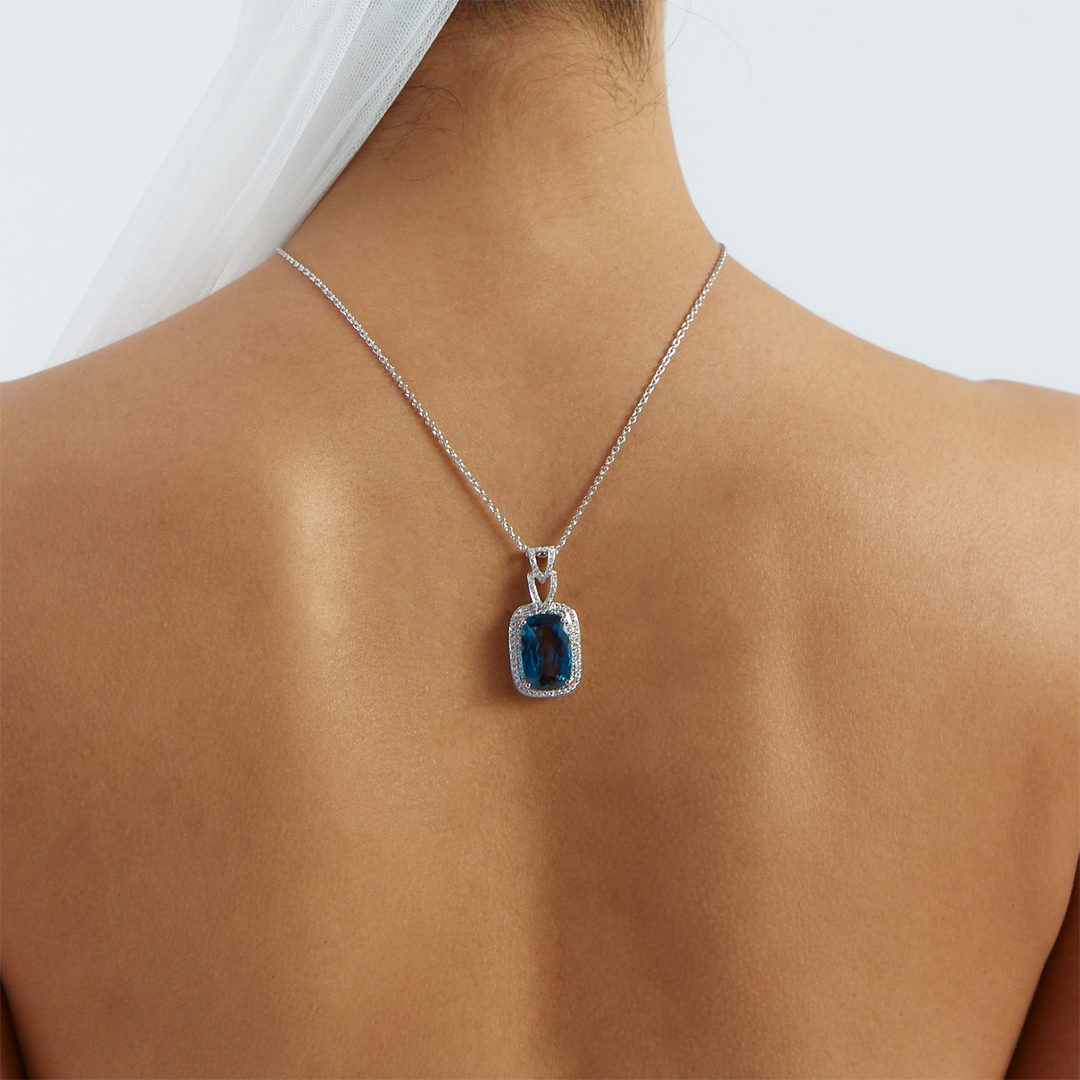 0.50 Karat Safir Bold Pırlanta Kolye - 2