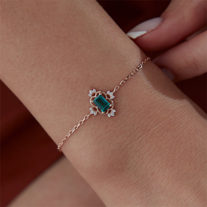 0.53 Ct Green Vintage Bileklik - 1