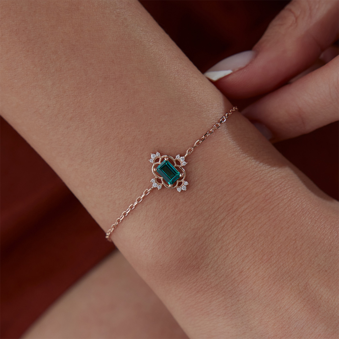 0.53 Ct Green Vintage Bileklik - 3