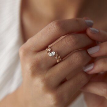 0.53 Ct Pırlanta Oval Leaf Yüzük - Siempre (1)