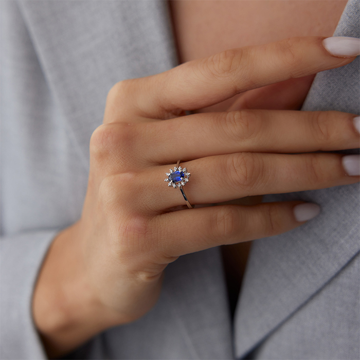 0.55 Ct Pırlanta Oval Safir Yüzük - Siempre