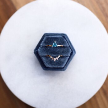 0.60 Ct Pırlanta Triangle Aquamarine Yüzük - 3