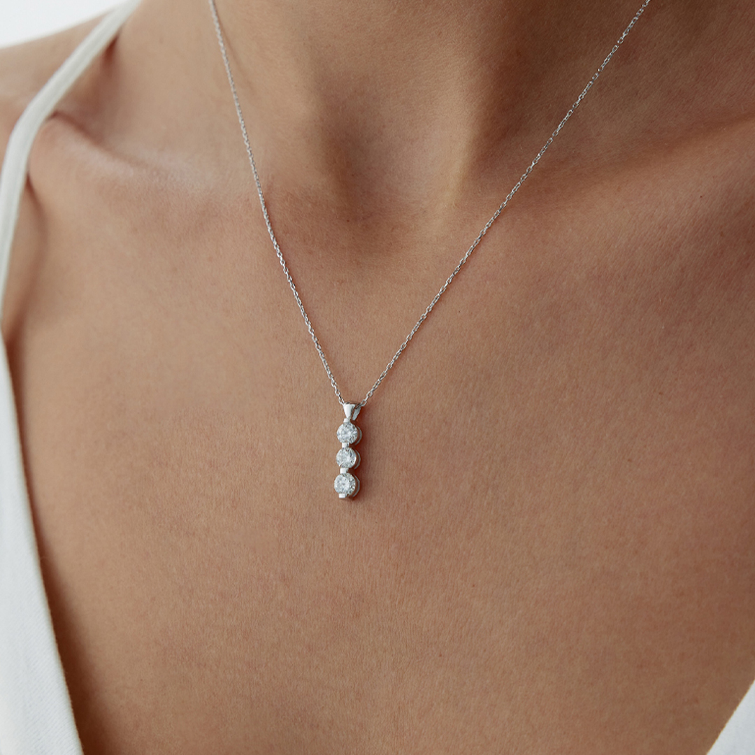 0.60 Karat Trio Pırlanta Kolye - 2