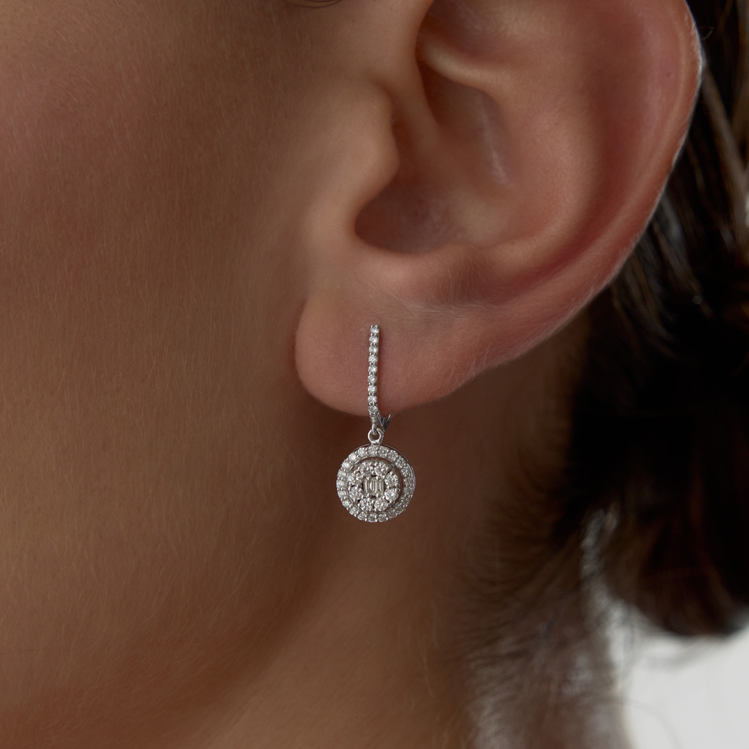 0.70 Ct Pırlanta Halo Küpe - 1