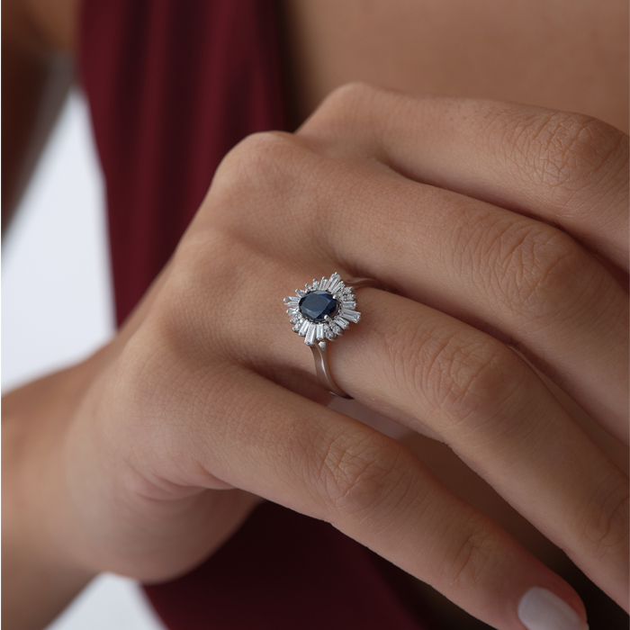 0.76 ct Royal Blue Safir Pırlanta Yüzük - Siempre (1)