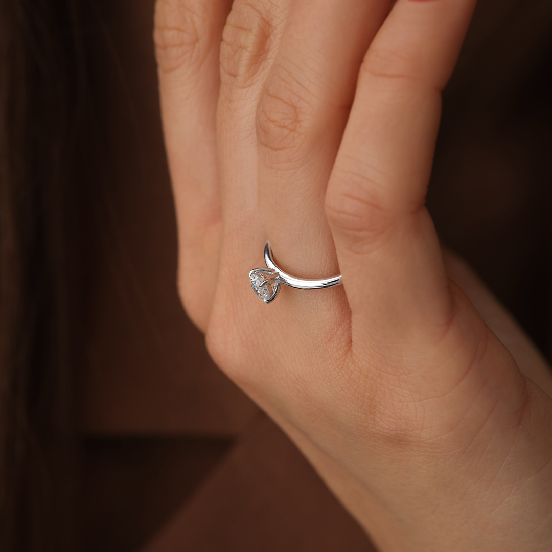 0.43 Karat Oval Tektaş Pırlanta Yüzük - 2