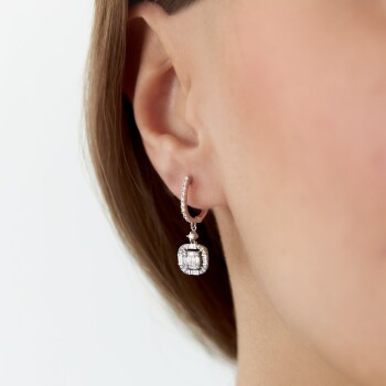 0.80 Ct Pırlanta Mu Kare Baget Küpe - 2