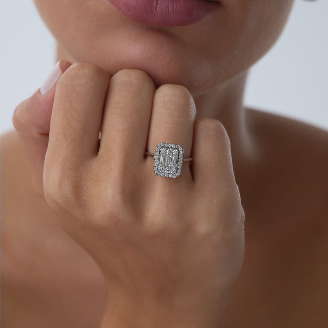 0.81 ct Baget Pırlanta Yüzük - 1