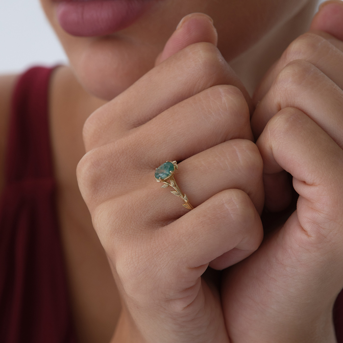 0.85 ct Moss Agate Yüzük - Siempre (1)