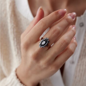 0.96 Ct Elmas Markiz Yüzük - Siempre