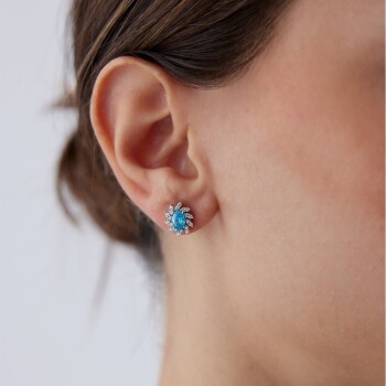 1.00 Ct Pırlanta Aqua Küpe - Siempre