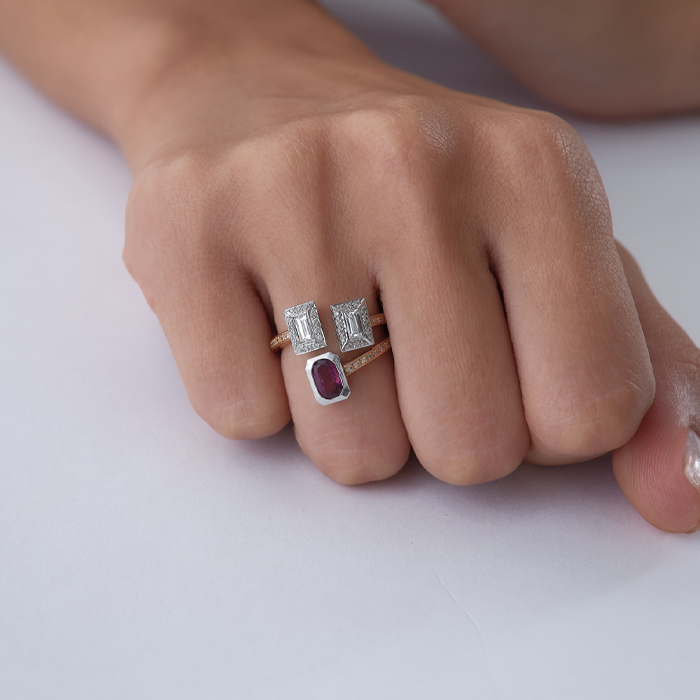 1.00 ct Turmalin Taşlı Geometrk Pırlanta Yüzük - Siempre (1)