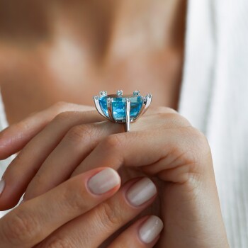 10.00 Ct Aqua Oval Taşlı Pırlanta Yüzük - Siempre (1)