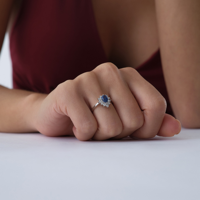 1.09 ct Droplet Safir Pırlanta Yüzük - Siempre (1)