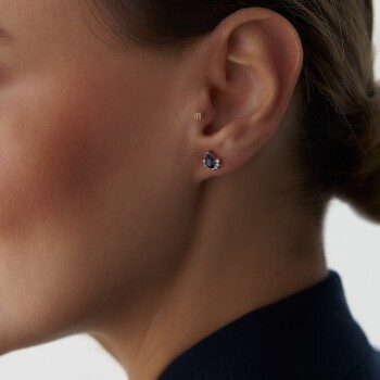 1.09 Ct Pırlanta Safir Drop Küpe - Siempre (1)