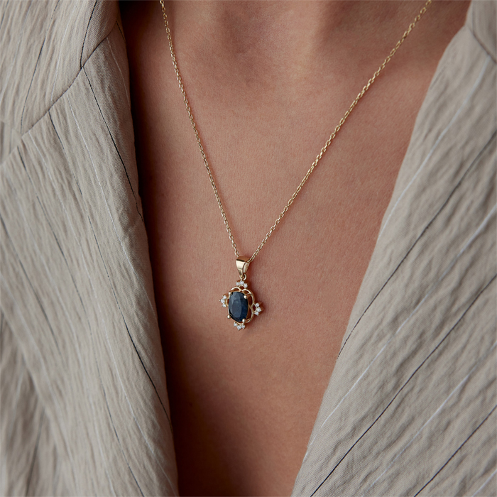 1.28 Karat Pırlanta London Blue Kolye - Siempre (1)