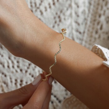 14 Ayar Altın Kalemli Zig zag Bilezik - Koçak