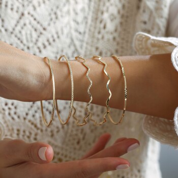 14 Ayar Altın Kalemli Zig zag Bilezik - Koçak (1)