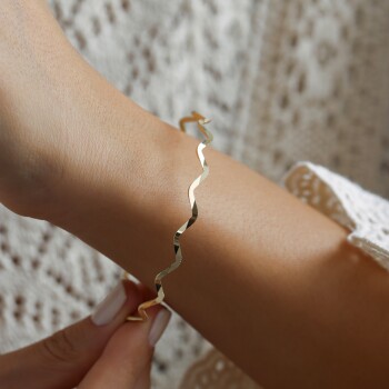 14 Ayar Altın Zig Zag Ajda Bilezik - Koçak