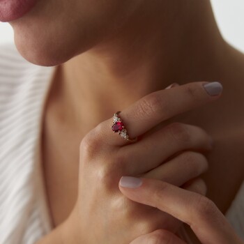 1.42 Ct Pırlanta Oval Yakut Tasarım Yüzük - Siempre (1)