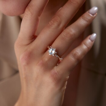 1.44 Ct Pırlanta Beyaz Topaz Taşlı Yüzük - Siempre