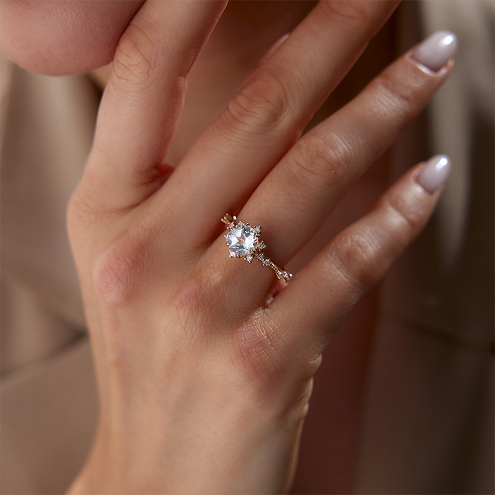 1.44 Ct Pırlanta Beyaz Topaz Taşlı Yüzük - Siempre