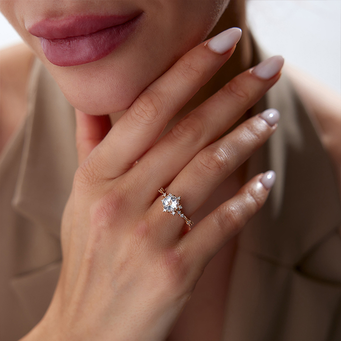 1.44 Ct Pırlanta Beyaz Topaz Taşlı Yüzük - Siempre (1)