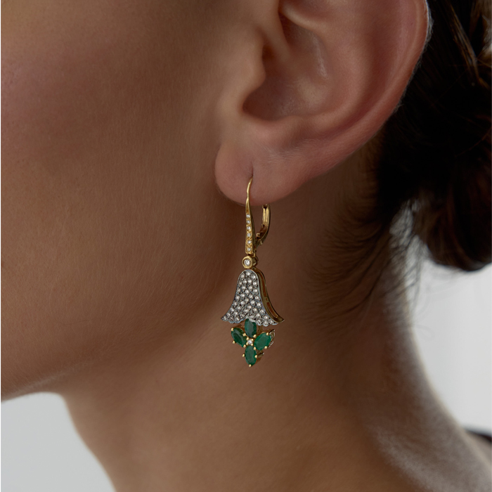 1.60 Ct Zümrüt Pırlanta Mireon Küpe - Siempre