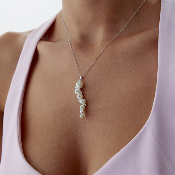 18 Ayar 0.25 Karat İnci Pırlanta Kolye - Siempre (1)