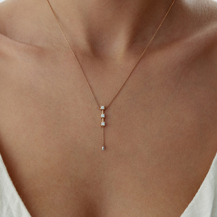 18 Ayar 0.25 Karat Triple Pırlanta Kolye - Siempre