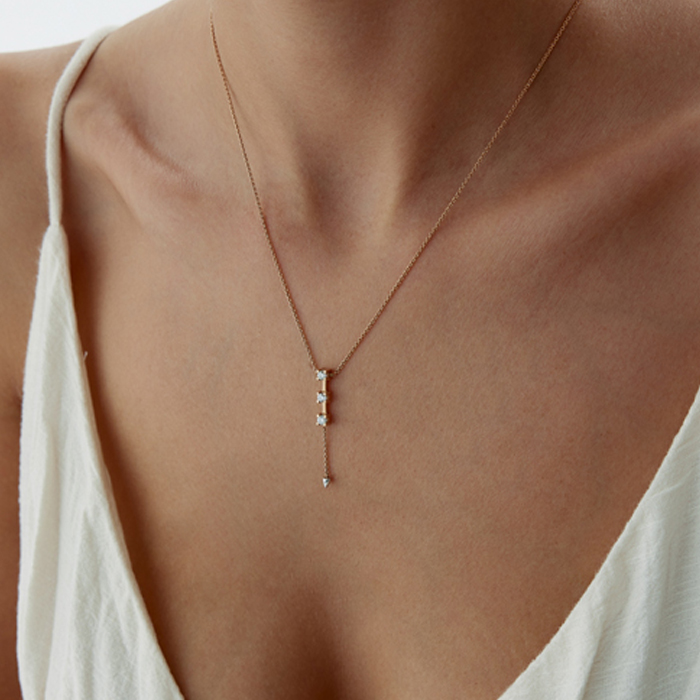 18 Ayar 0.25 Karat Triple Pırlanta Kolye - Siempre (1)