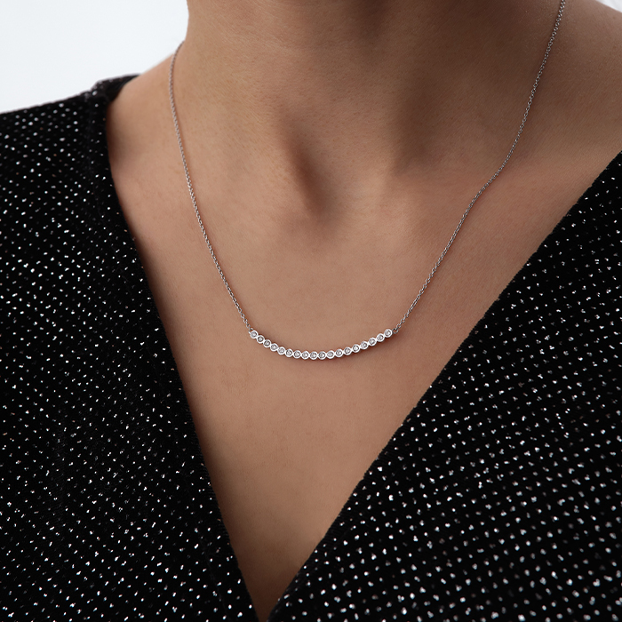 18 Ayar 0.32 Karat Kavis Form Taşlı Pırlanta Kolye - Siempre (1)