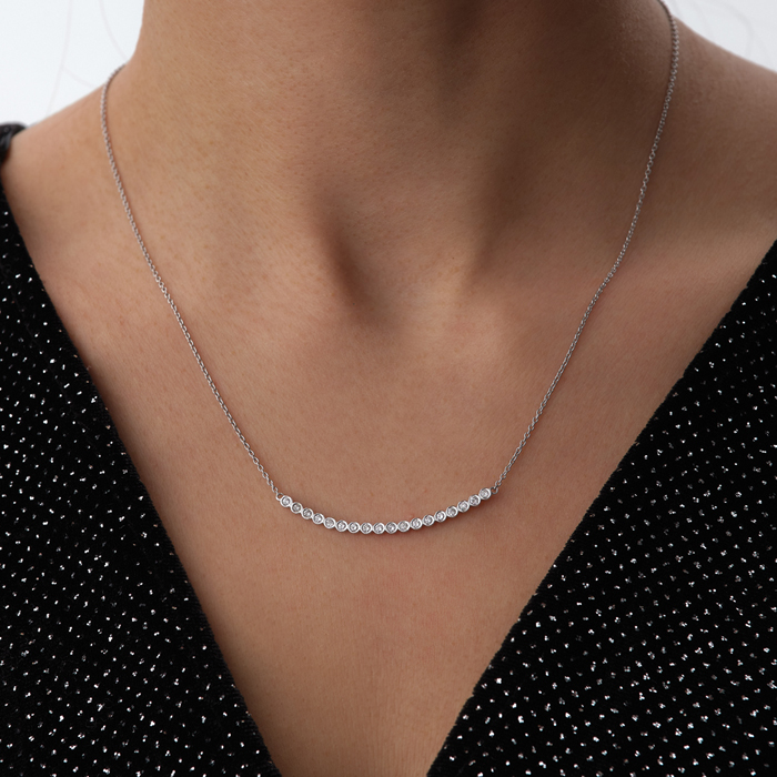 18 Ayar 0.32 Karat Kavis Form Taşlı Pırlanta Kolye - Siempre