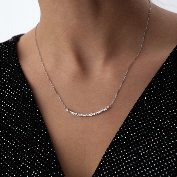 18 Ayar 0.32 Karat Kavis Form Taşlı Pırlanta Kolye - Siempre (1)